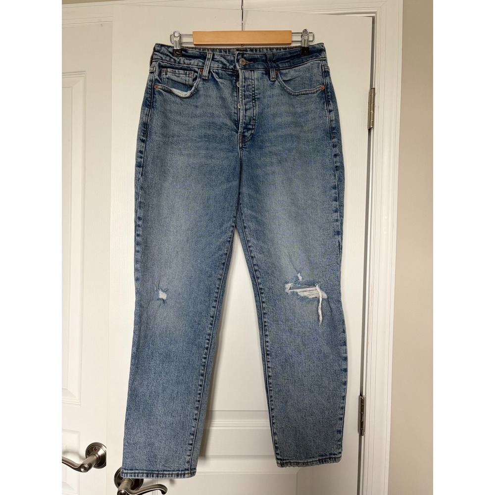 Old Navy OG Straight High Rise Distressed Jeans Light Wash Size 10 Button Fly